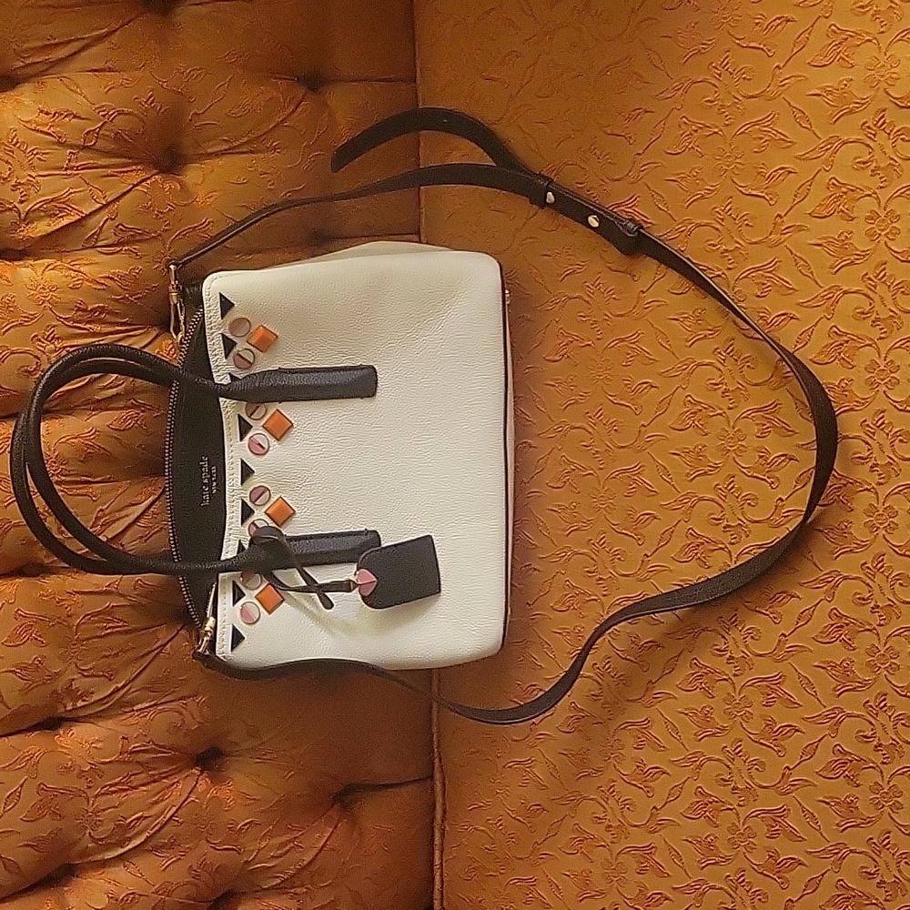 Kate Spade Margaux Purse/Satchel, black white orange Embellished NWOT